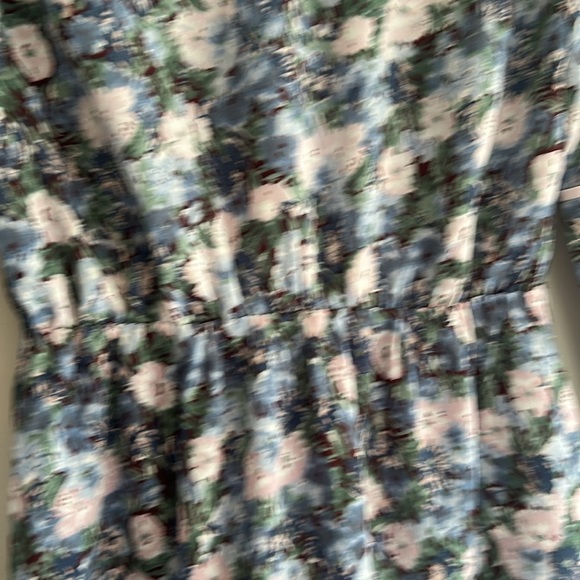 Anthropologie En Saison Blue Floral Long Sleeve V-Neck Mini Dress Small - Picture 11 of 16